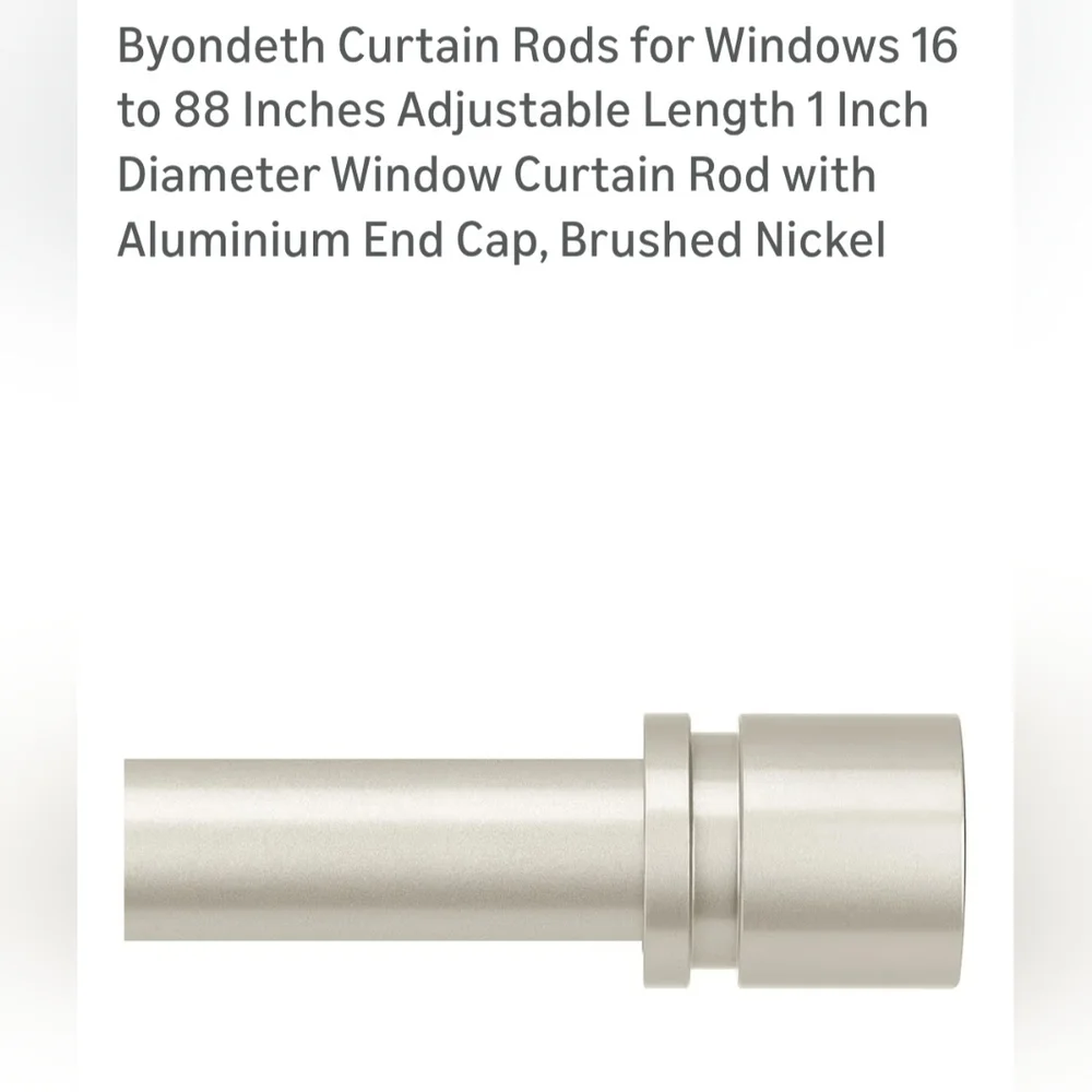 Adjustable Brushed Nickel Curtain Rod. Adjusts From 16